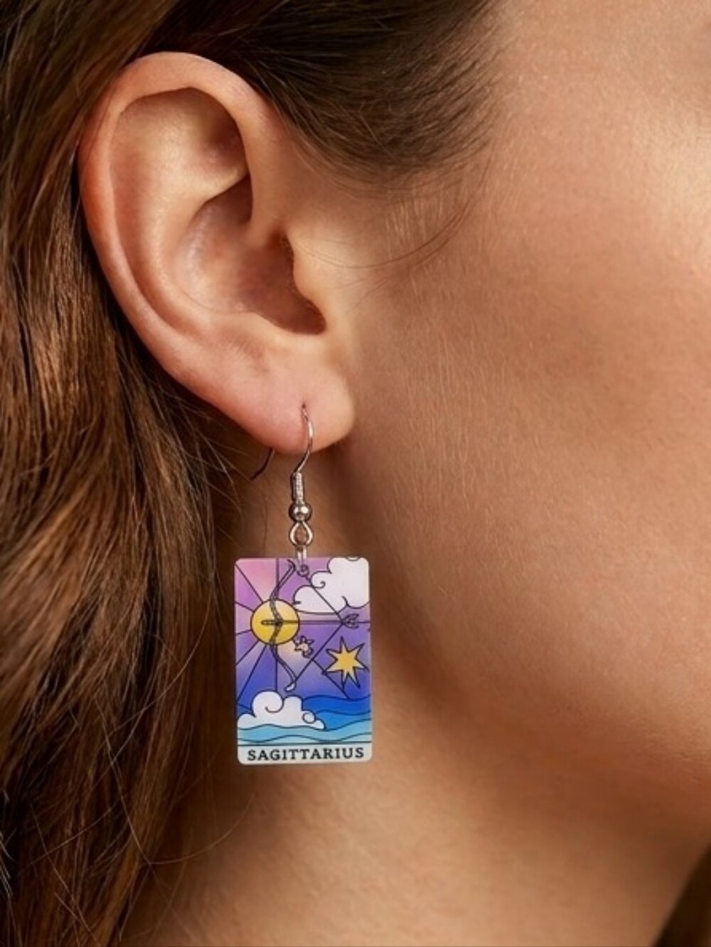 Handcrafted Acrylic Sagittarius Earrings